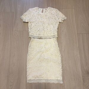 Forever 21 Cream Lace Top and Skirt